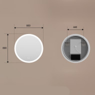 Lustro łazienkowe okrągłe z oświetleniem LED 80cm z Dual color, Włącznik dotykowy, Mata grzewcza