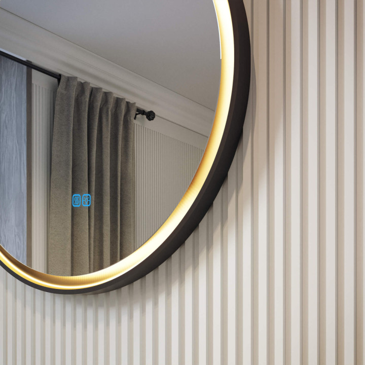 Okrągłe lustro 60 cm w metalowej ramie z podświetleniem LED