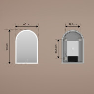 Lustro nieregularne LED - 60x90 cm w złotej aluminiowej ramie