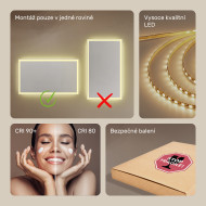 120x70 cm Obdélníkové koupelnové zrcadlo s podsvícením 120x70cm s teplou barvou 3000K