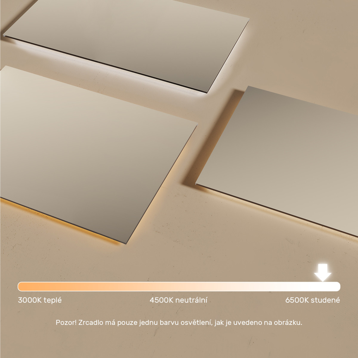 120x70 cm Obdélníkové koupelnové zrcadlo s podsvícením 120x70cm s studenou barvou LED 7000K