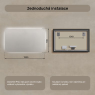 120x70 cm Obdélníkové koupelnové zrcadlo s podsvícením 120x70cm s studenou barvou LED 7000K