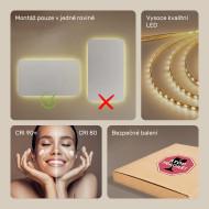 120x70 cm Obdélníkové koupelnové zrcadlo s podsvícením 120x70cm s teplou barvou 3000K