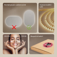 50x80 cm Koupelnové zrcadlo s podsvícením 50x80cm s studenou barvou LED 7000K