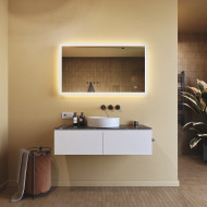 120x70 cm Obdélníkové zrcadlo do koupelny s LED osvětlením 120x70cm s duální barvou, dotykový spínač, topná matrace