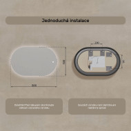 80x50 cm Podsvícené zrcadlo do koupelny, 80x50cm, dvoubarevné, dotykový spínač