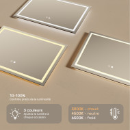 70x50 cm Miroir de salle de bain illuminé 70x50cm avec interrupteur tactile, tapis chauffant