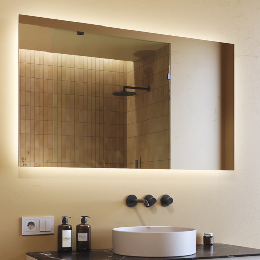 120x70 cm Miroir de salle de bain rectangulaire éclairé 120x70cm avec couleur froide LED 7000K