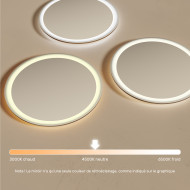 60x60 cm Miroir de salle de bain rond illuminé 60cm avec couleur neutre 4500K