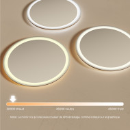 60x60 cm Miroir de salle de bain rond illuminé 60cm avec couleur chaude 3000K