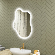 74x94 cm Miroir irrégulier avec éclairage, 74x94cm, Bicolore, Interrupteur tactile