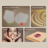 74x94 cm Miroir irrégulier avec éclairage, 74x94cm, Bicolore, Interrupteur tactile