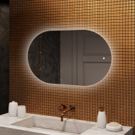 80x50 cm Miroir de salle de bain éclairé, 80x50cm, Bicolore, Interrupteur à effleurement