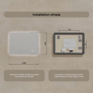 100x70 cm Miroir de salle de bain arrondi avec éclairage LED, 100x70cm, Bicolore, Interrupteur tactile, Couverture chauffante