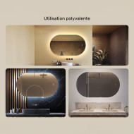 120x70 cm Miroir lumineux pour la salle de bain, 120x70cm, Bicolore, Interrupteur tactile, Tapis chauffant