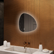54x54 cm Miroir irrégulier avec éclairage, 54x54cm, Bicolore, Interrupteur tactile