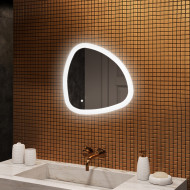 64x64 cm Miroir irrégulier avec éclairage, 64x64cm, Bicolore, Interrupteur tactile