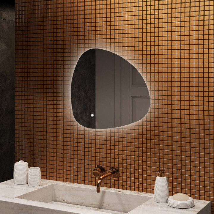 64x64 cm Miroir irrégulier avec illumination, 64x64cm, Dual colour, Touch sensitive switch