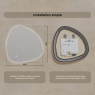 64x64 cm Miroir irrégulier avec illumination, 64x64cm, Dual colour, Touch sensitive switch