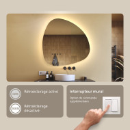 94x94 cm Miroir de salle de bain avec éclairage, 94x94cm, Dual colour, Touch switch