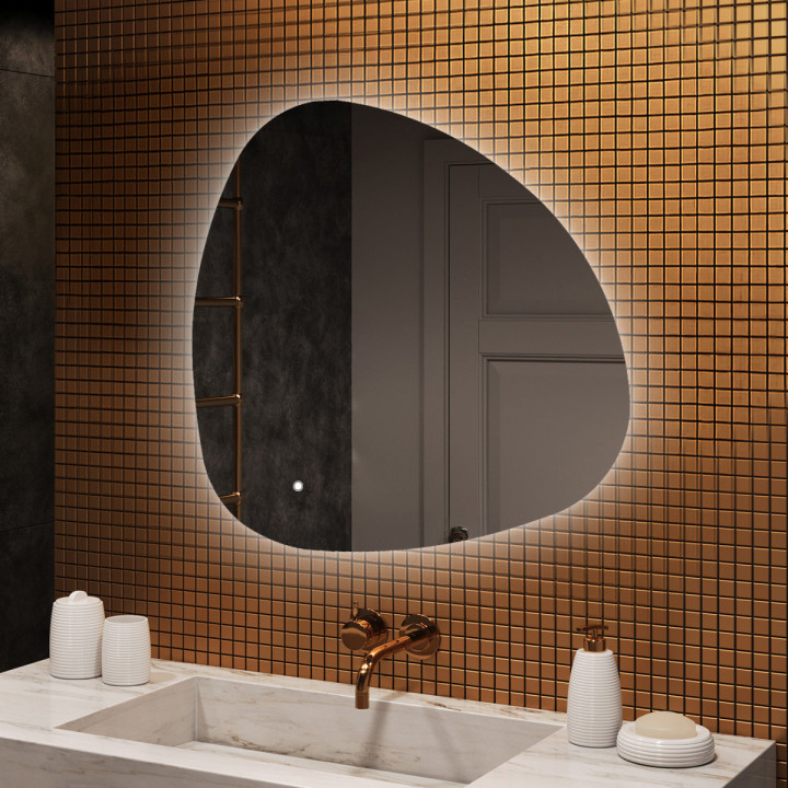 94x94 cm Miroir de salle de bain avec éclairage, 94x94cm, Dual colour, Touch switch