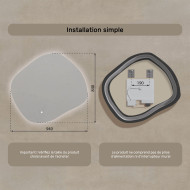 94x84 cm Miroir irrégulier avec éclairage, 94x84cm, Bicolore, Interrupteur tactile