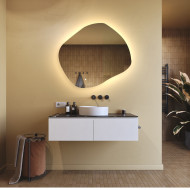 94x84 cm Miroir irrégulier avec éclairage, 94x84cm, Bicolore, Interrupteur tactile