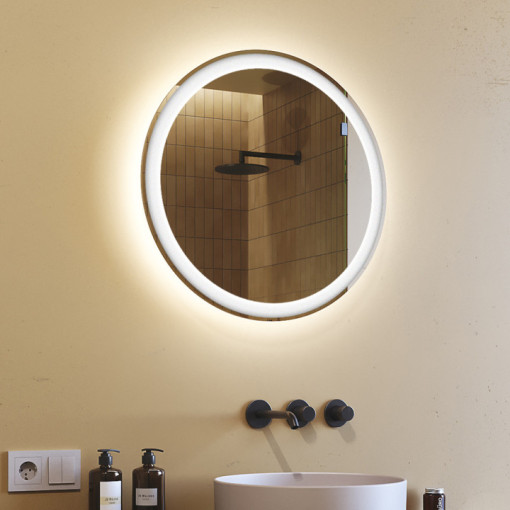 60x60 cm Miroir de salle de bain rond illuminé 60cm avec couleur froide LED 7000K
