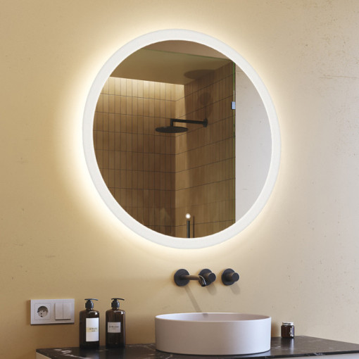 80x80 cm Miroir de salle de bain rond avec éclairage LED 80cm avec Dual colour, Touch switch