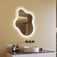 74x94 cm Miroir irrégulier avec éclairage, 74x94cm, Bicolore, Interrupteur tactile