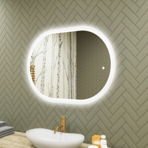 100x70 cm Miroir de salle de bain éclairé, 100x70cm, Bicolore, Interrupteur tactile