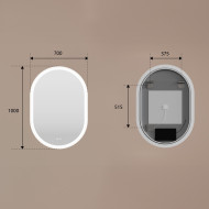 Miroir ovale LED 100 × 70 cm pour salle de bains avec commande tactile et fonction antibuée