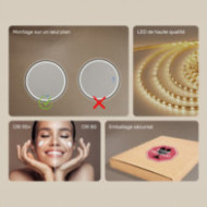 Miroir rond LED de 80 cm dans un cadre en aluminium doré