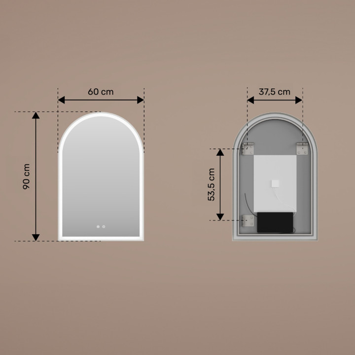 Miroir irrégulier à éclairage LED - 60x90 cm dans un cadre en aluminium argenté