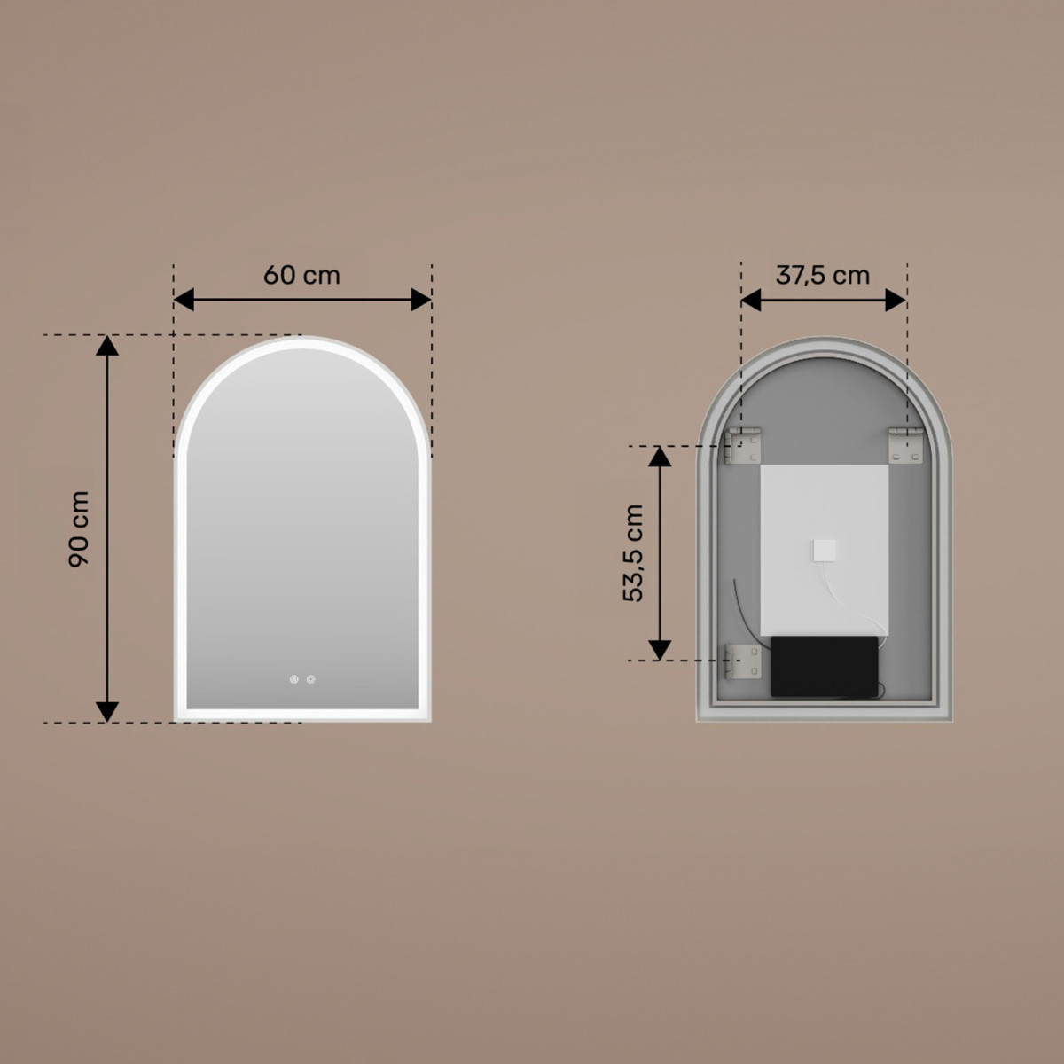 Miroir irrégulier à éclairage LED - 60x90 cm dans un cadre en aluminium argenté