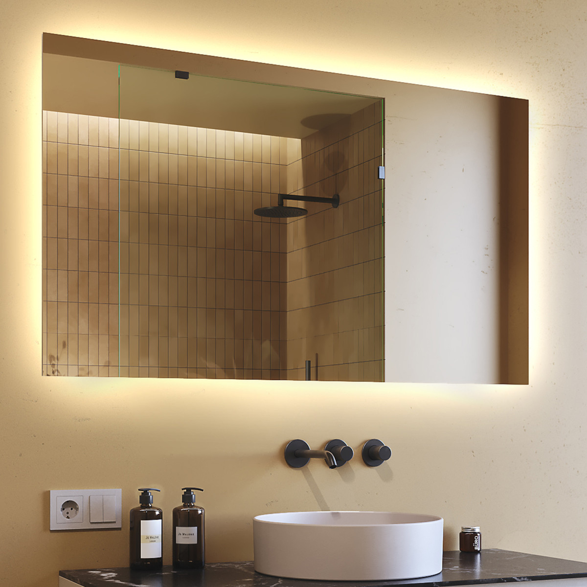 Specchio da bagno rettangolare illuminato 120x70cm con colore neutro 4500K