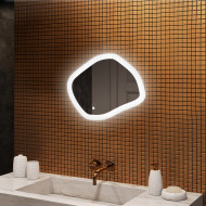 Specchio da bagno con illuminazione, 64x54 cm, bicolore, interruttore tattile