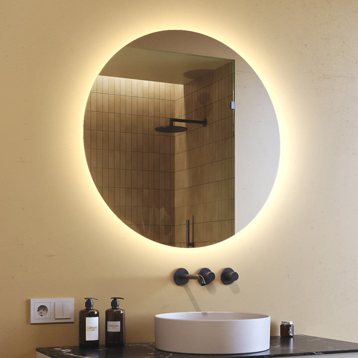 Specchio da bagno rotondo illuminato 80 cm con colore neutro 4500K