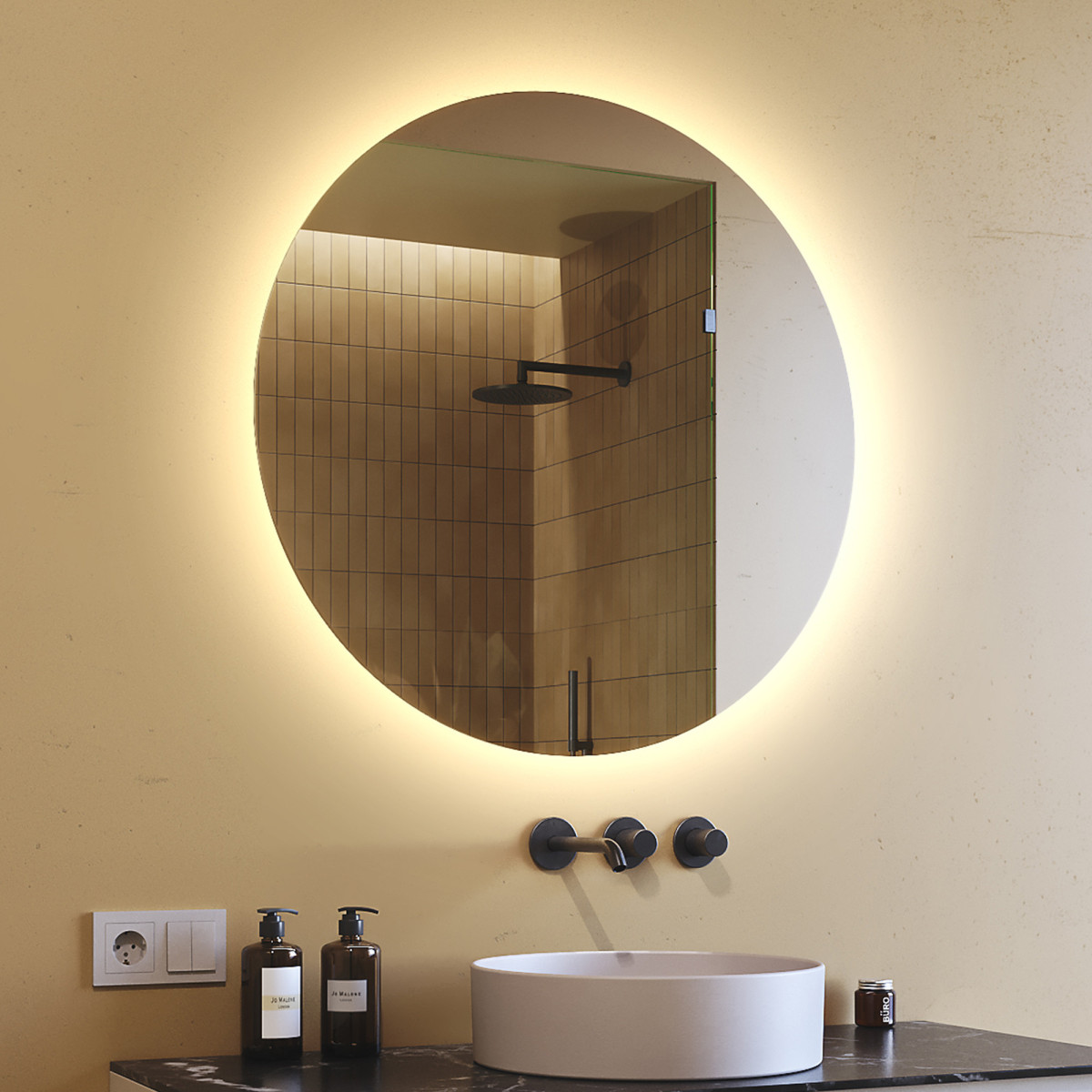 Specchio da bagno rotondo illuminato 80 cm con colore neutro 4500K
