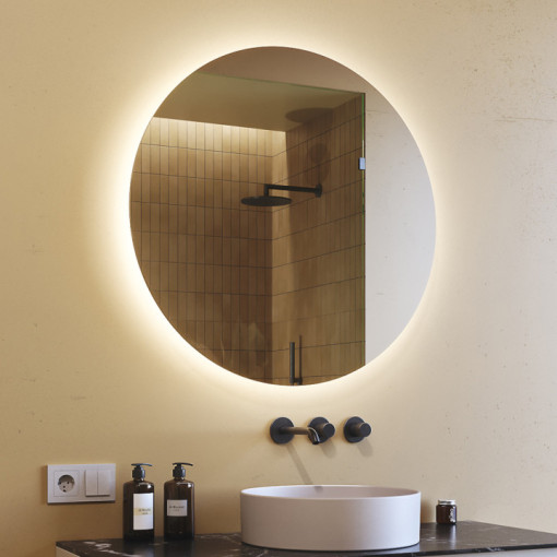 Specchio da bagno rotondo illuminato 80 cm con colore freddo LED 7000K