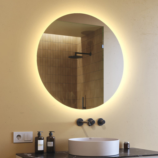 Specchio da bagno rotondo illuminato 80 cm con colore caldo 3000K
