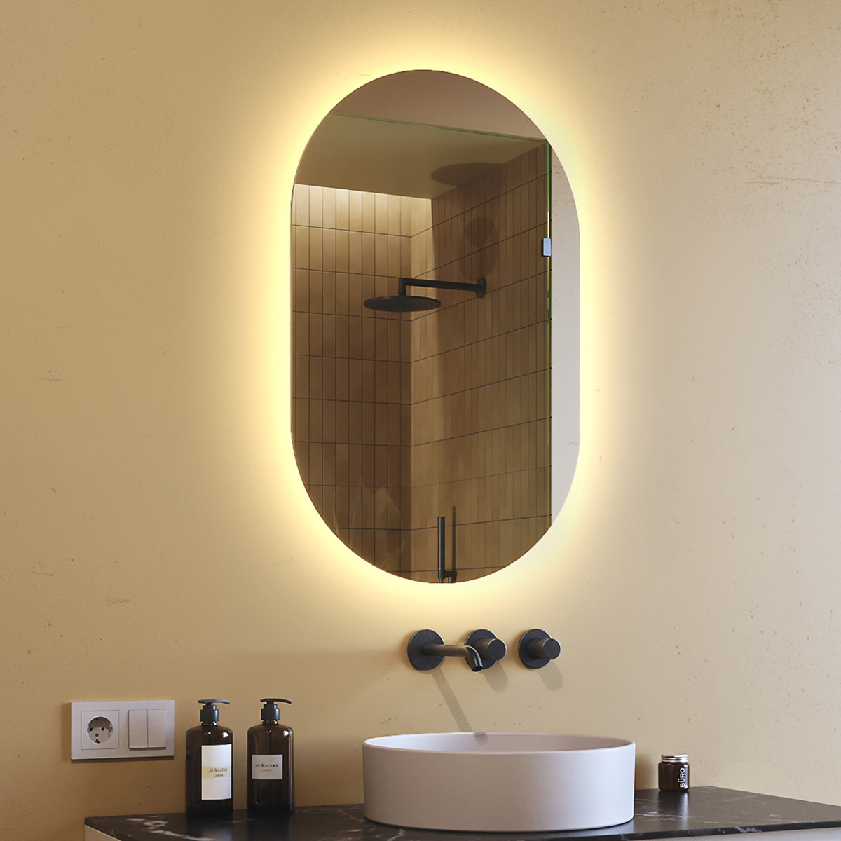 Specchio da bagno illuminato 50x80cm con colore caldo 3000K