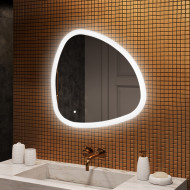 Specchio irregolare con illuminazione, 84x84 cm, bicolore, interruttore touch, tappetino riscaldante