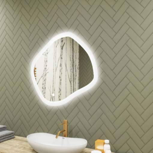 Specchio da bagno con illuminazione, 84x74 cm, doppio colore, interruttore touch