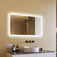 Specchio da bagno arrotondato con illuminazione a LED, 120x70 cm, bicolore, interruttore tattile