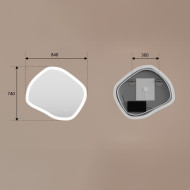 Specchio da bagno con illuminazione, 84x74 cm, bicolore, interruttore a sfioramento, tappetino riscaldante