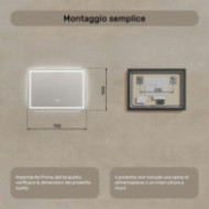 Specchio da bagno illuminato 70x50 cm con interruttore tattile, tappetino riscaldante