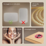 Specchio da bagno rettangolare illuminato 120x70cm con colore freddo LED 7000K