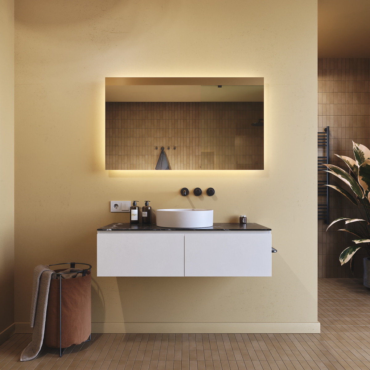 Specchio da bagno rettangolare illuminato 120x70cm con colore freddo LED 7000K