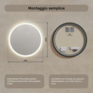 Specchio da bagno rotondo illuminato 60 cm con colore neutro 4500K